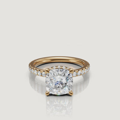 Cushion Lab Grown Diamond Ring Video in 14K Yellow Gold – Raul Diamonds