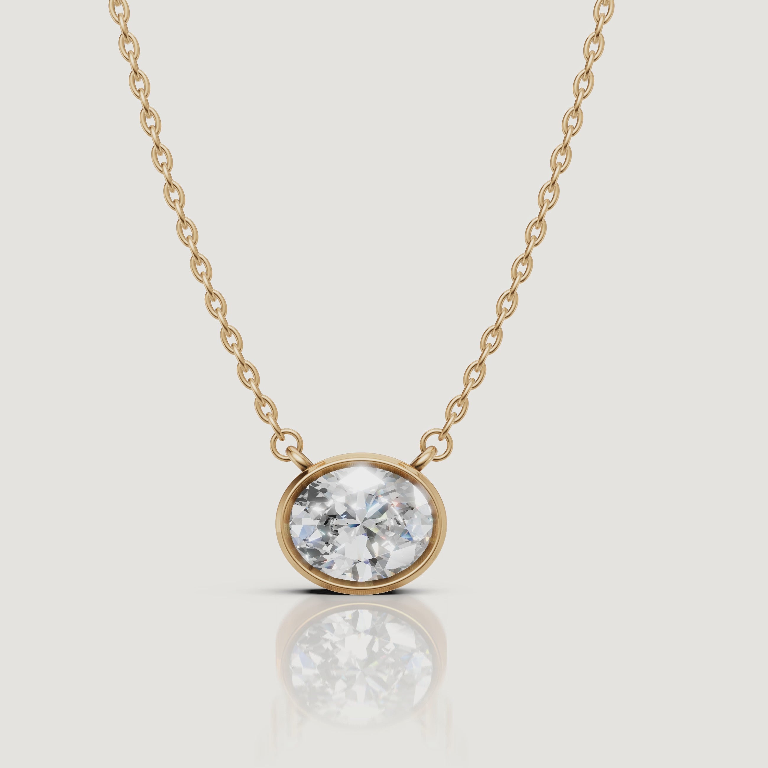 Yellow Gold Oval Cut Lab Grown Diamond Pendant Necklace Video by Raul Diamonds