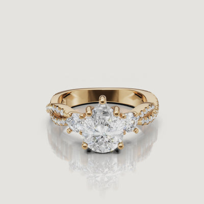 Pear Three Stone Lab Diamond Ring Video in Yellow Gold – Raul Diamonds