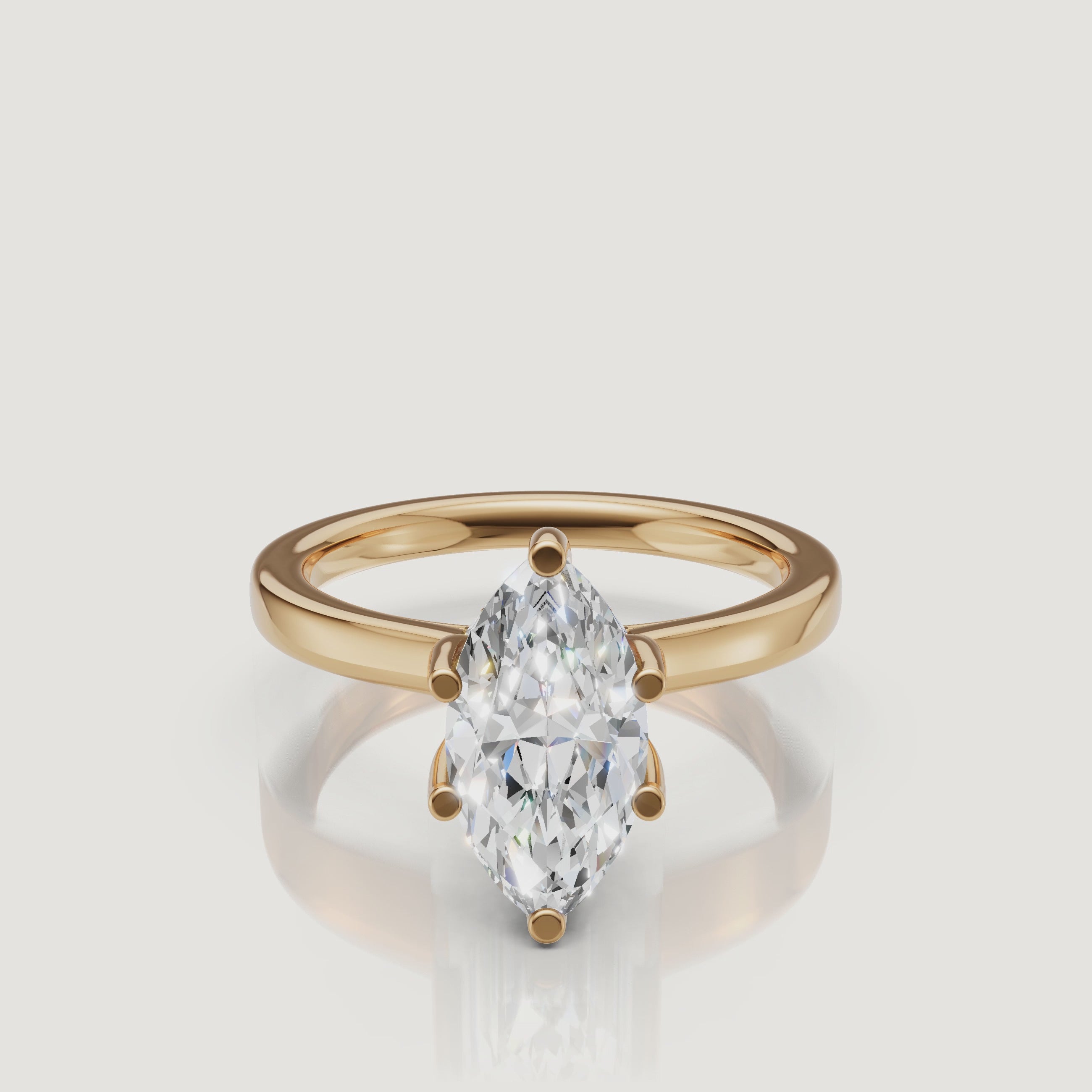 video of marquise cut lab grown diamond solitaire engagement ring in 14k yellow gold