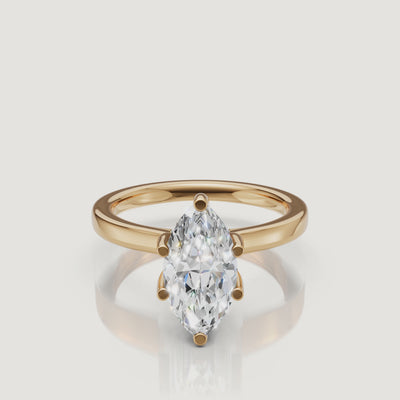 video of marquise cut lab grown diamond solitaire engagement ring in 14k yellow gold