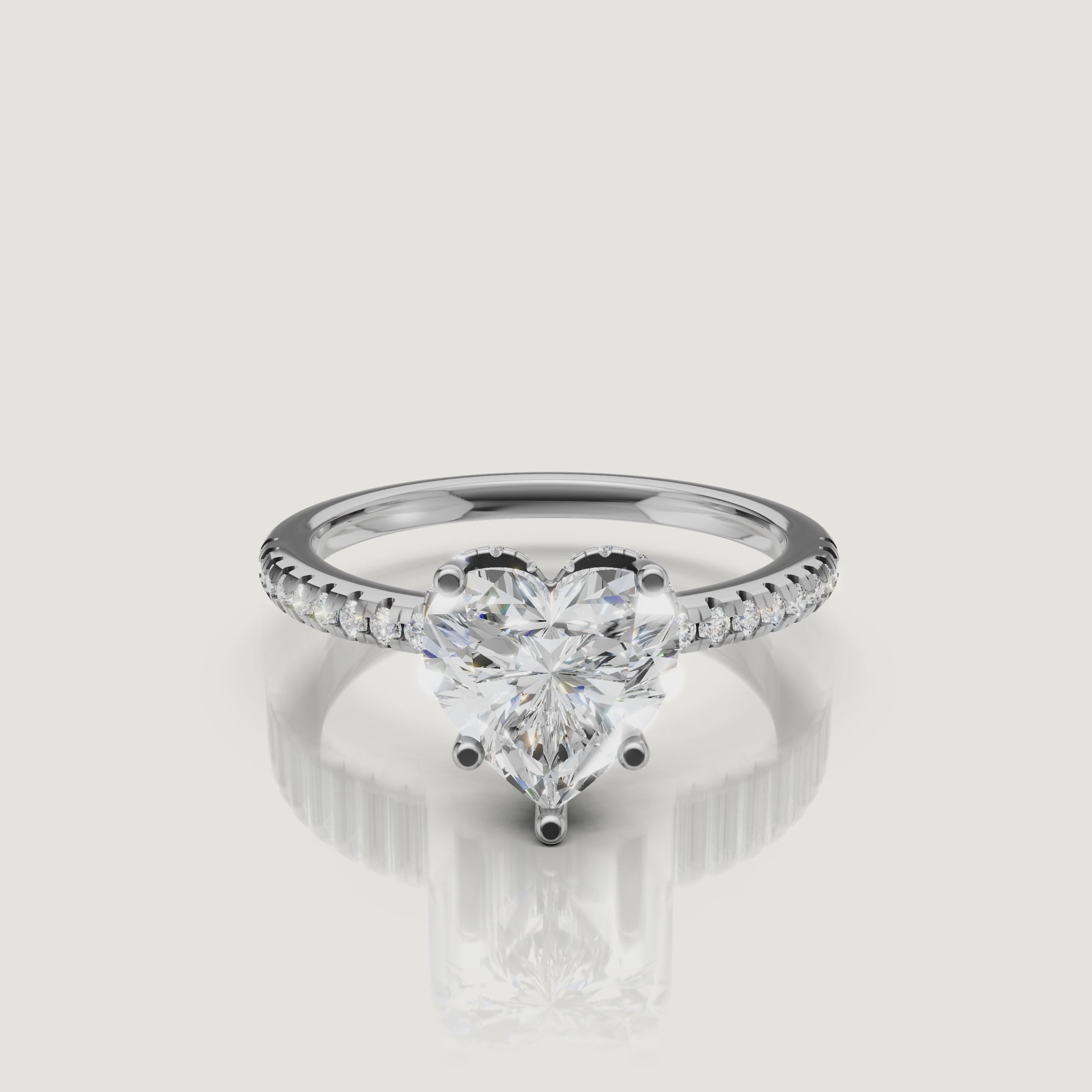 Romantic Heart Lab Grown Diamond Solitaire Ring Video