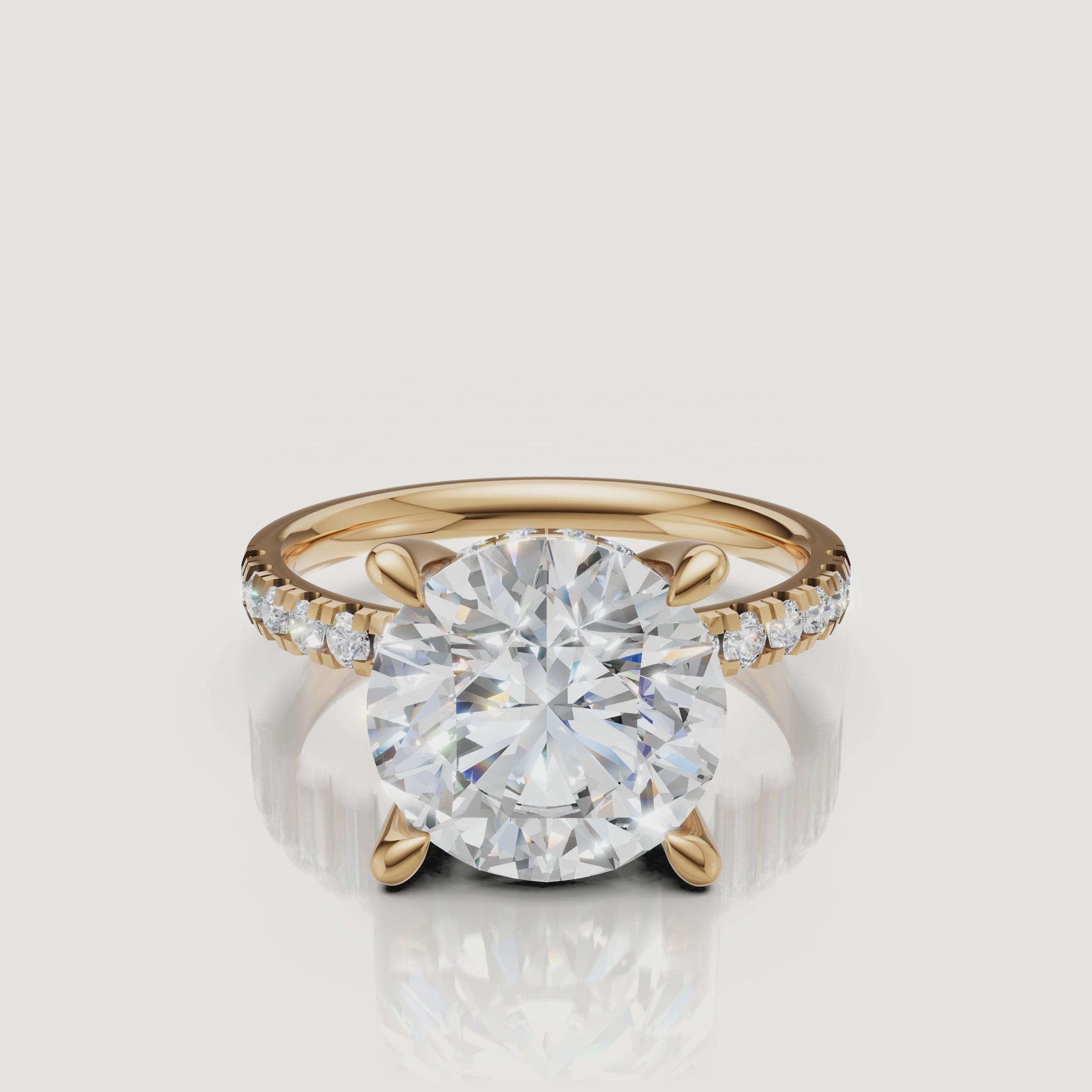 Round Cut Lab Grown Diamond Ring Video in 14K Yellow Gold – Raul Diamonds