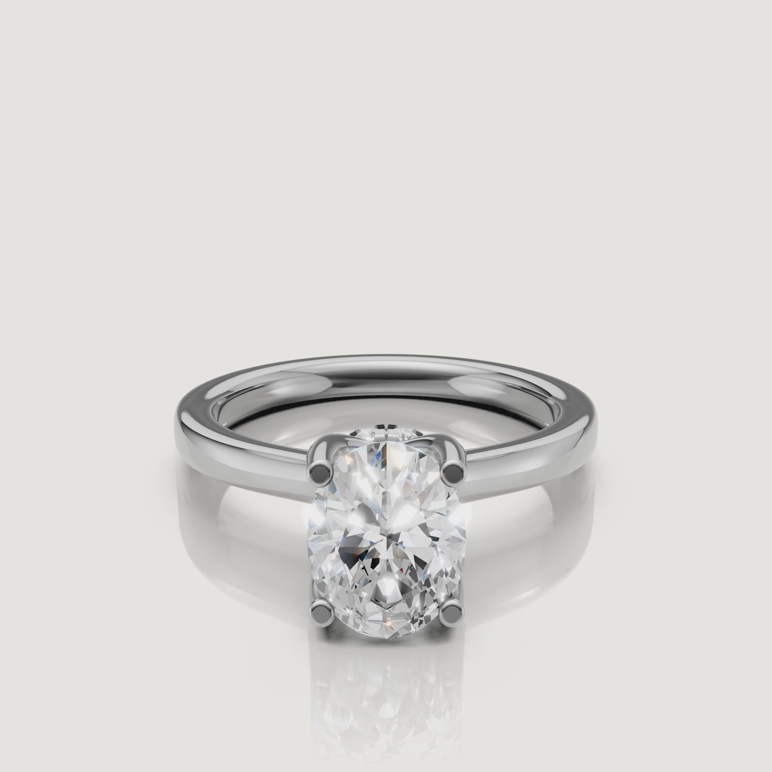 video of oval cut lab grown diamond solitaire engagement ring in 14k white gold