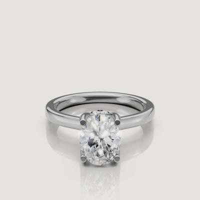 video of oval cut lab grown diamond solitaire engagement ring in 14k white gold