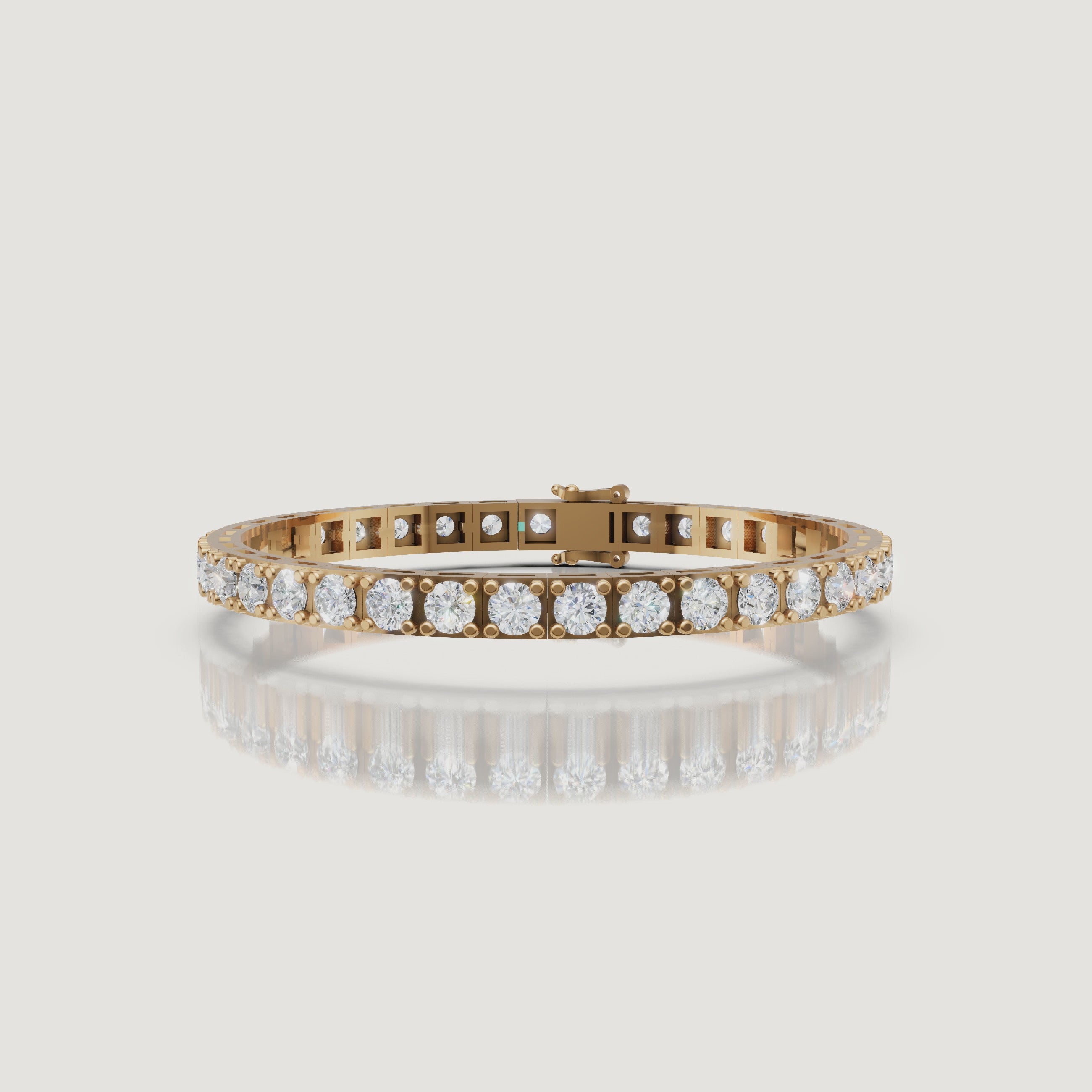 Yellow gold round diamond tennis bracelet luxury video by Raul Diamonds