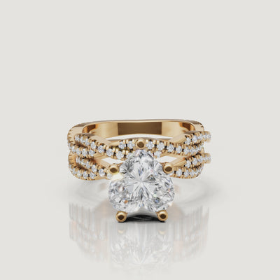 Yellow Gold Heart Cut Split Shank Bridal Set Video by Raul Diamonds