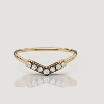 Raul Diamonds yellow gold V shape diamond wedding band rotating jewelry video showcase