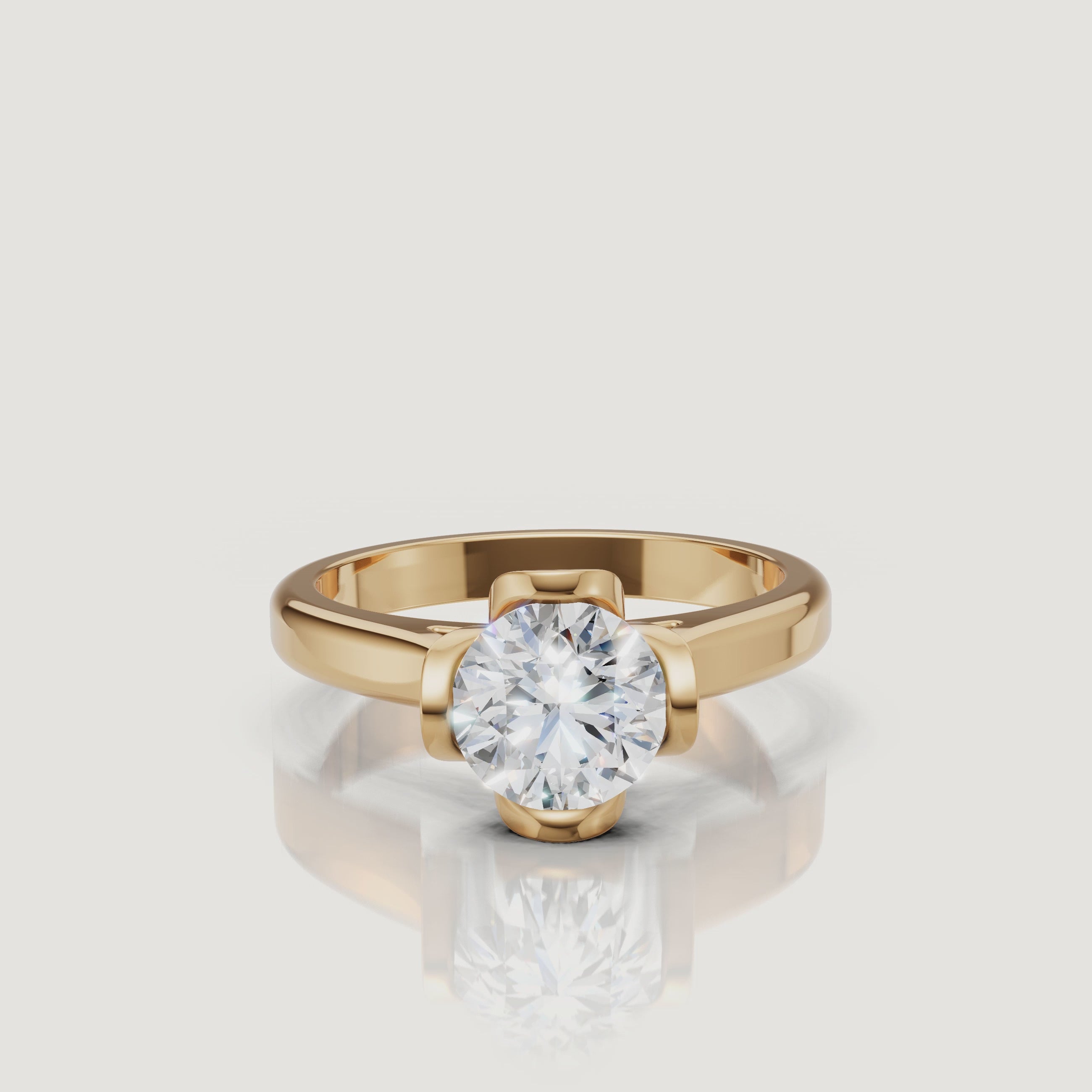 360 video of Raul Diamonds yellow gold round solitaire diamond engagement ring