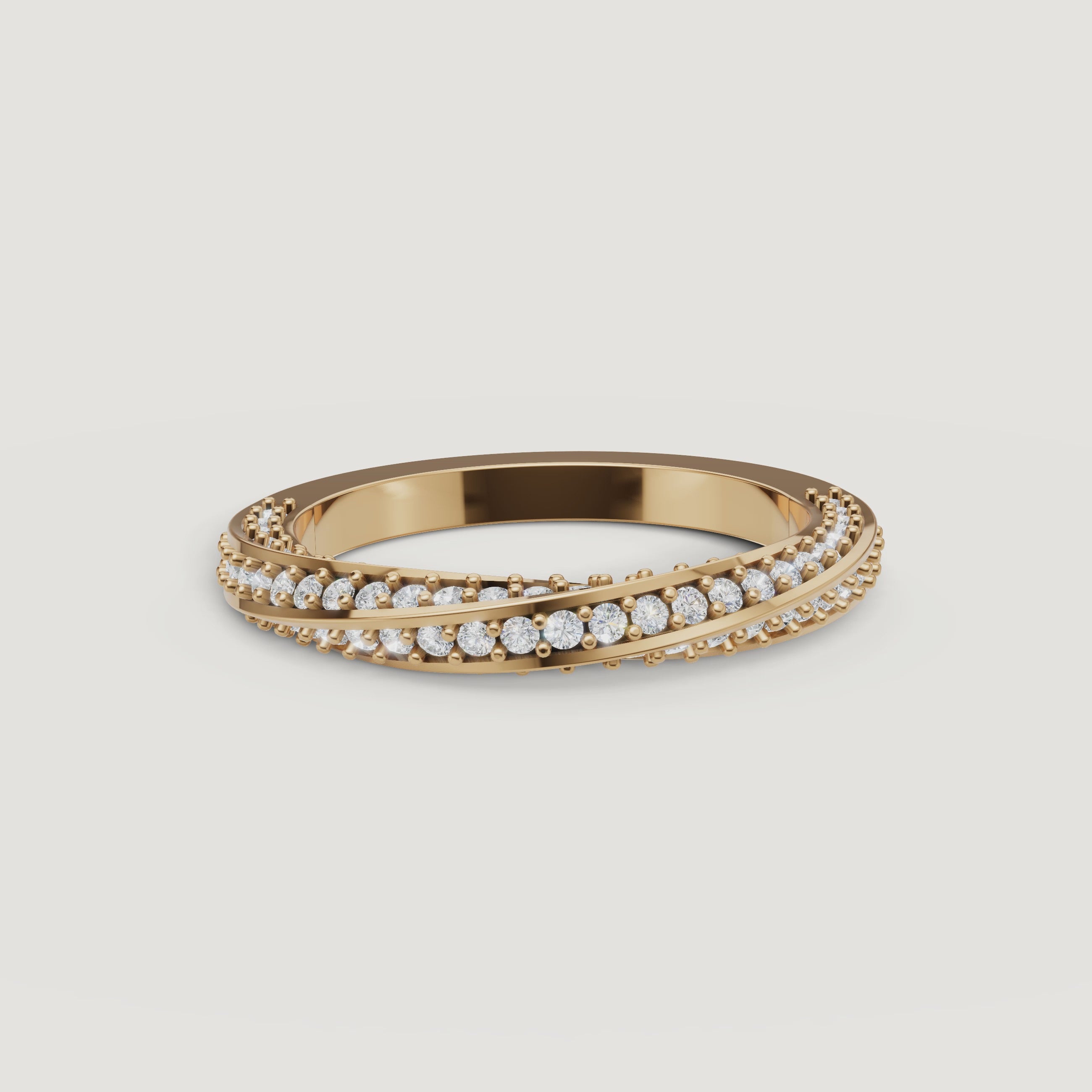 rotating view of crossover pavé lab grown diamond ring