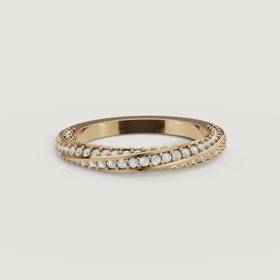 rotating view of crossover pavé lab grown diamond ring