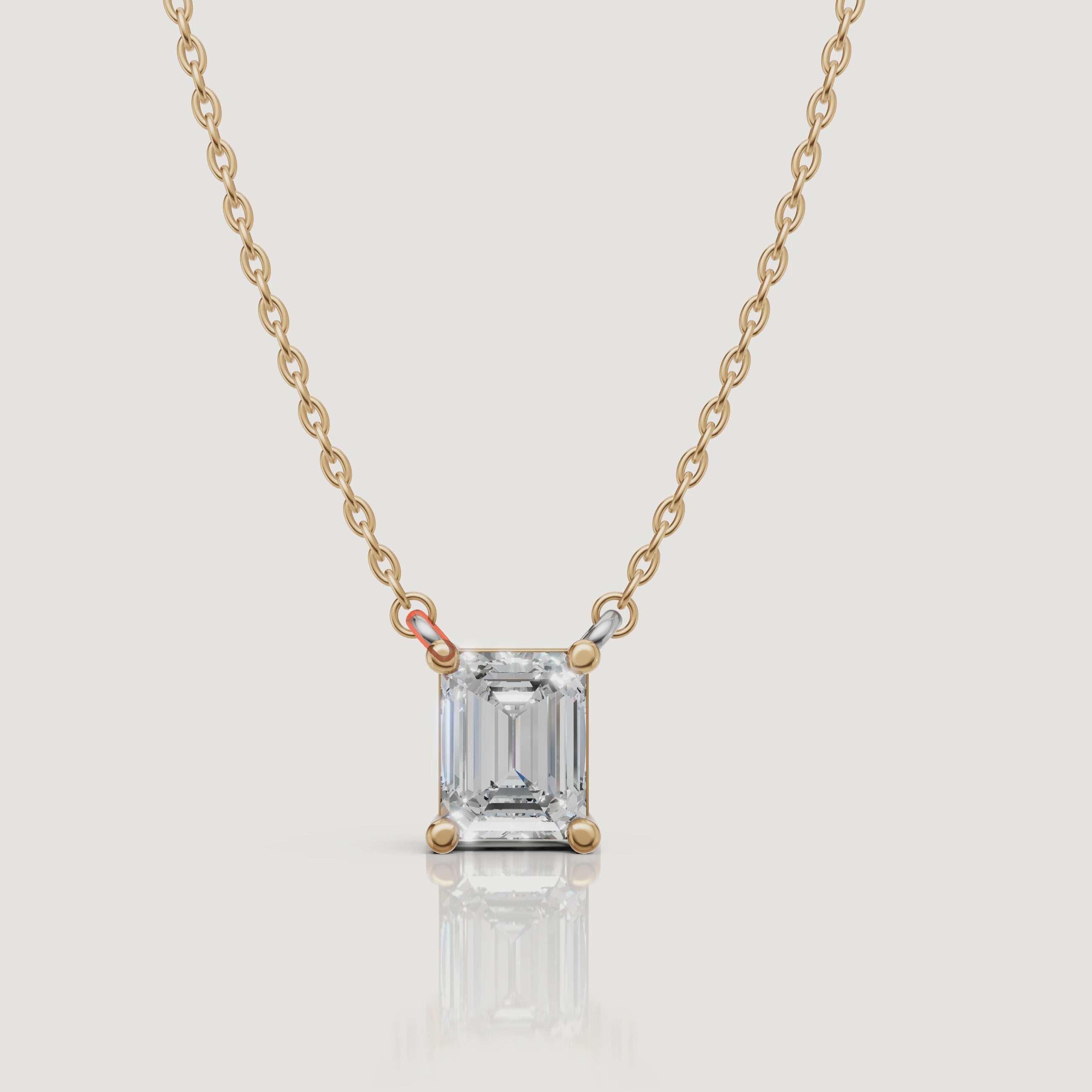 Yellow Gold Emerald Cut Lab Grown Diamond Pendant Necklace Video by Raul Diamonds