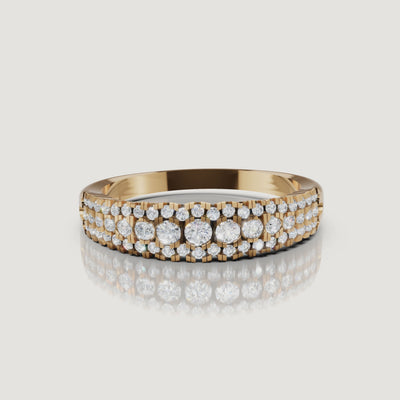 360 rotating video of Raul Diamonds yellow gold pavé diamond wedding band with layered sparkle