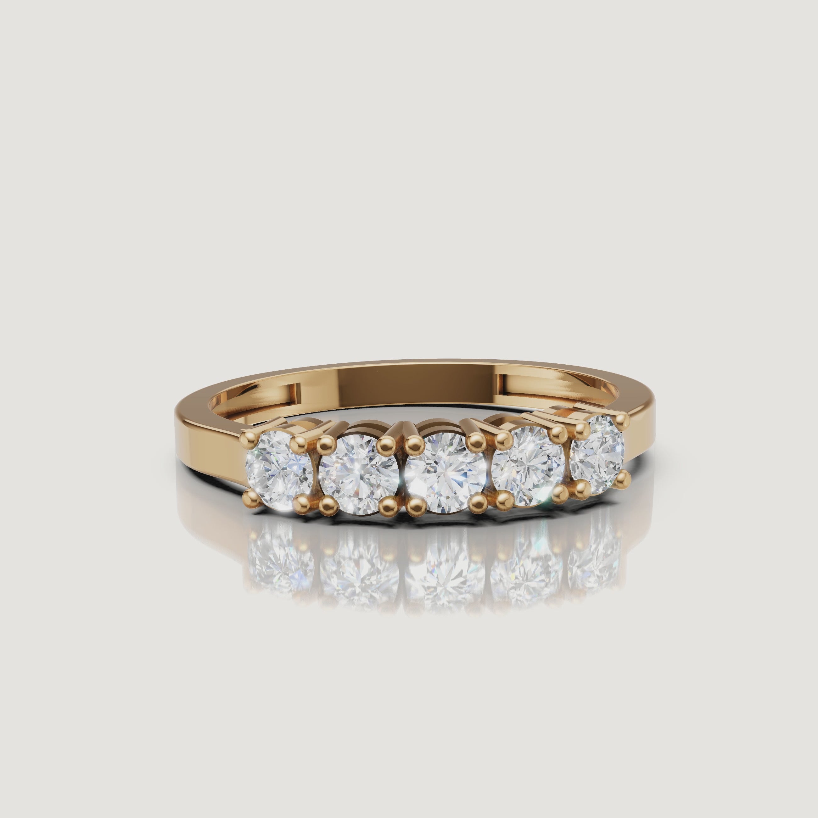 Yellow gold five stone diamond wedding band rotating video by Raul Diamonds