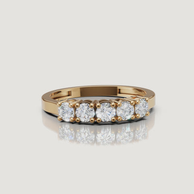 Yellow gold five stone diamond wedding band rotating video by Raul Diamonds