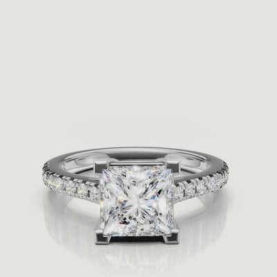 White gold princess cut engagement ring elegant brilliance video by Raul Diamonds