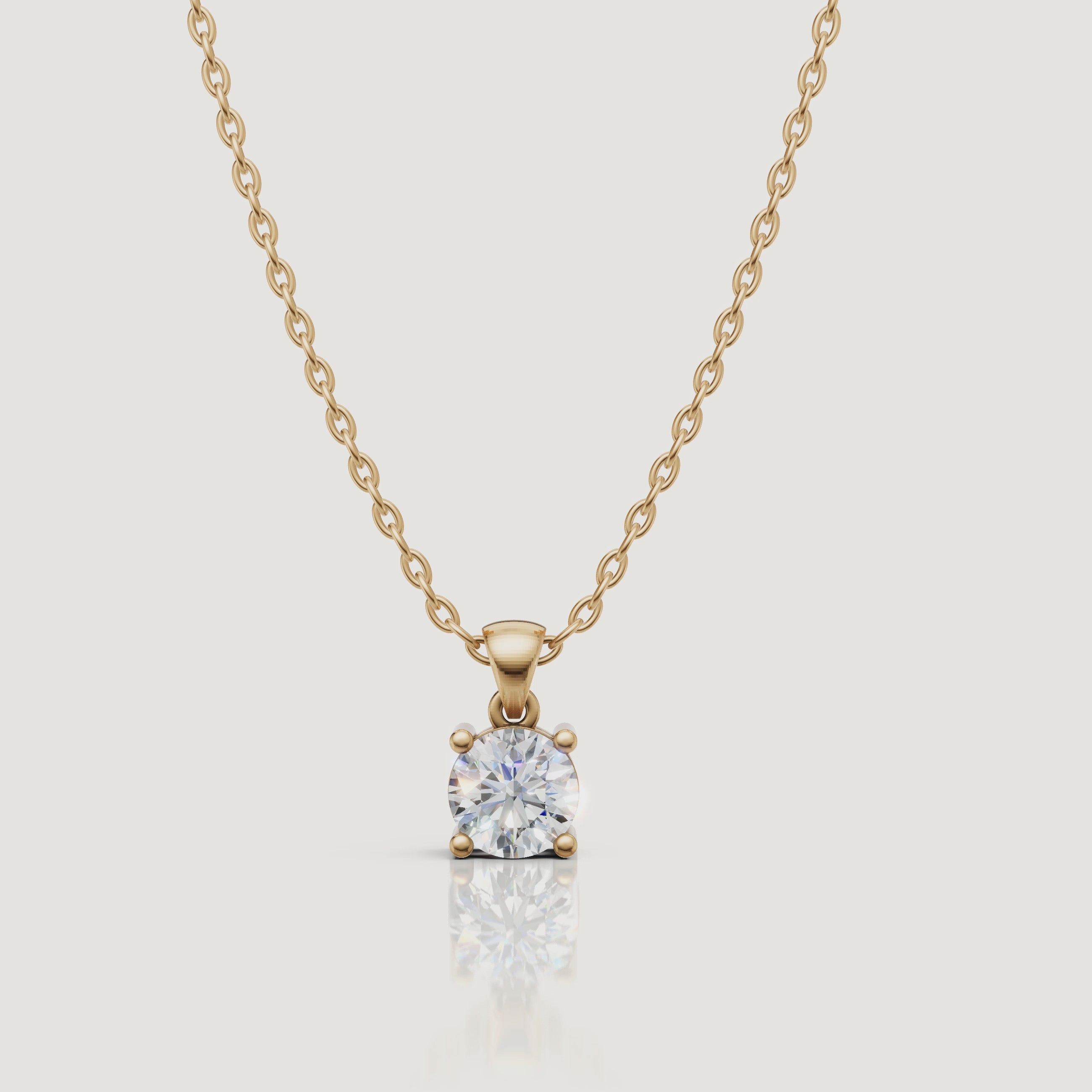 Yellow Gold Round Solitaire Lab Grown Diamond Pendant Necklace Video by Raul Diamonds