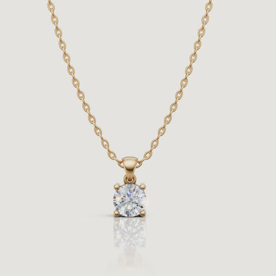 Yellow Gold Round Solitaire Lab Grown Diamond Pendant Necklace Video by Raul Diamonds