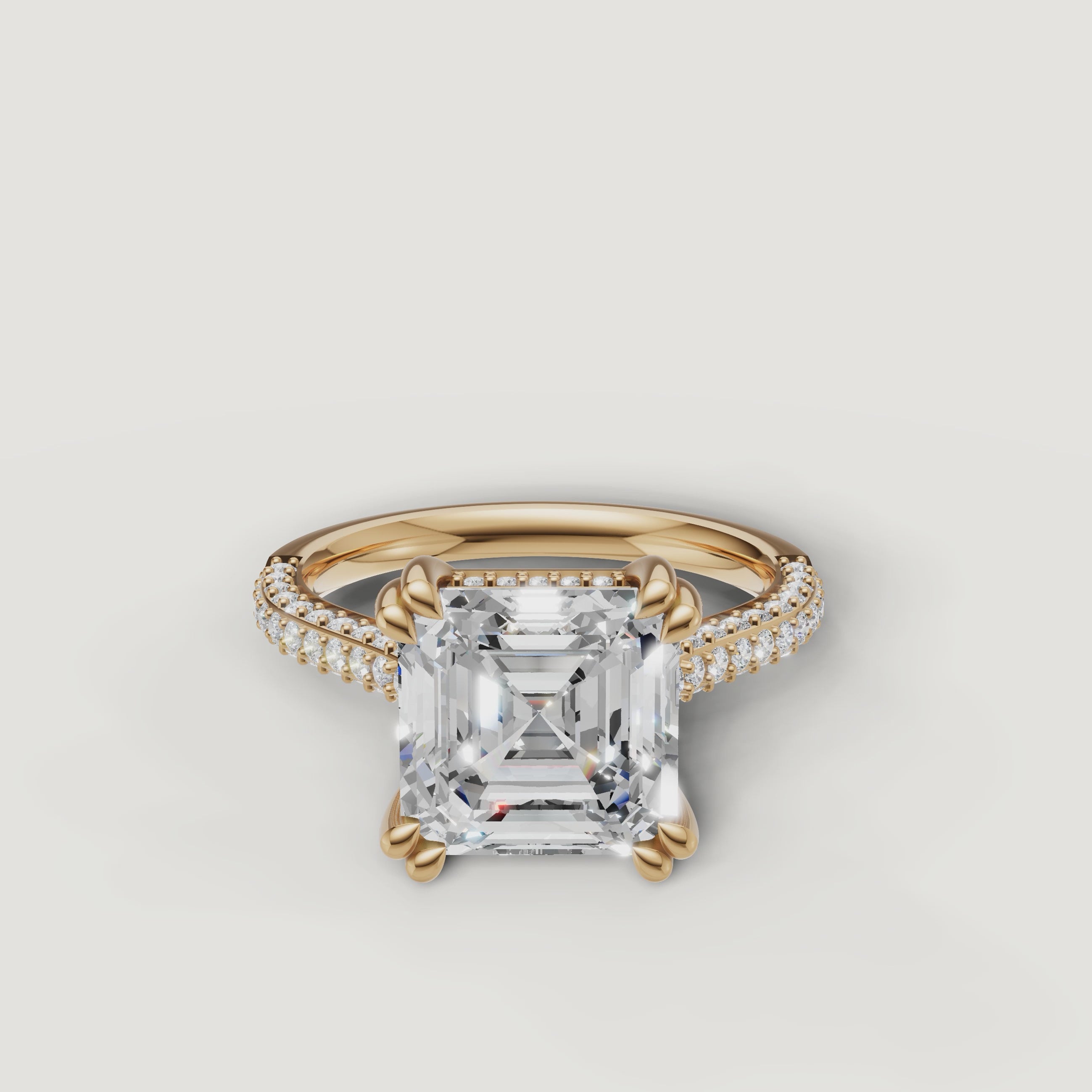 Asscher Cut Lab Grown Diamond Ring Video in 14K Yellow Gold – Raul Diamonds