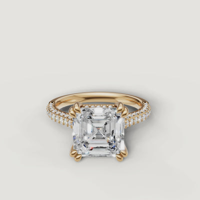 Asscher Cut Lab Grown Diamond Ring Video in 14K Yellow Gold – Raul Diamonds