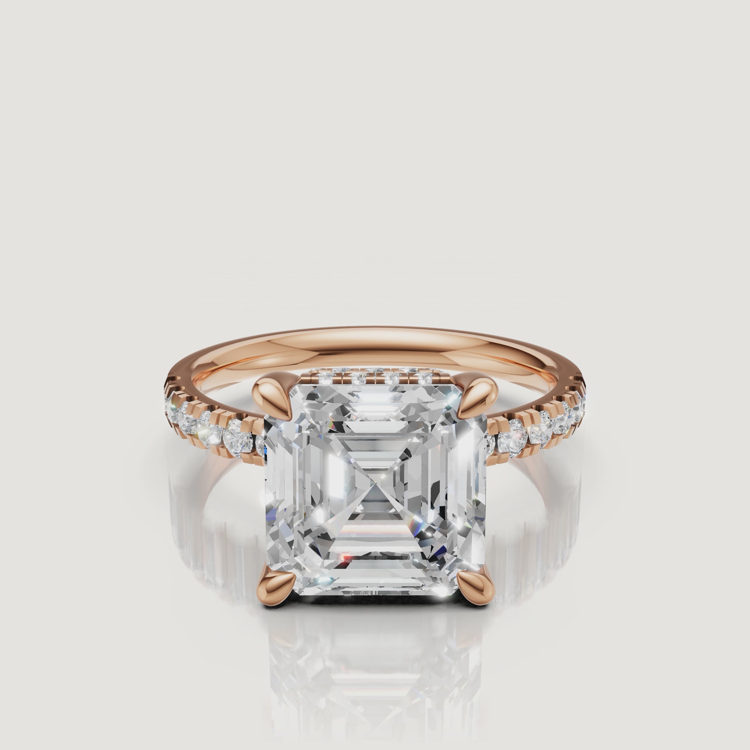 Asscher Cut Lab Grown Diamond Ring Video in 14K Yellow Gold – Raul Diamonds
