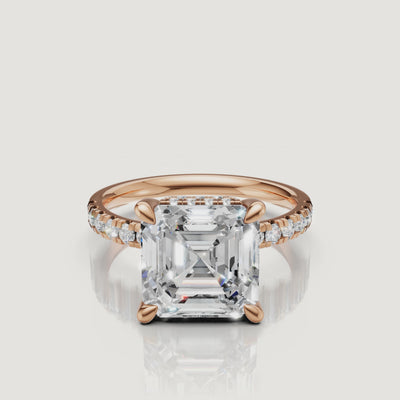 Asscher Cut Lab Grown Diamond Ring Video in 14K Yellow Gold – Raul Diamonds