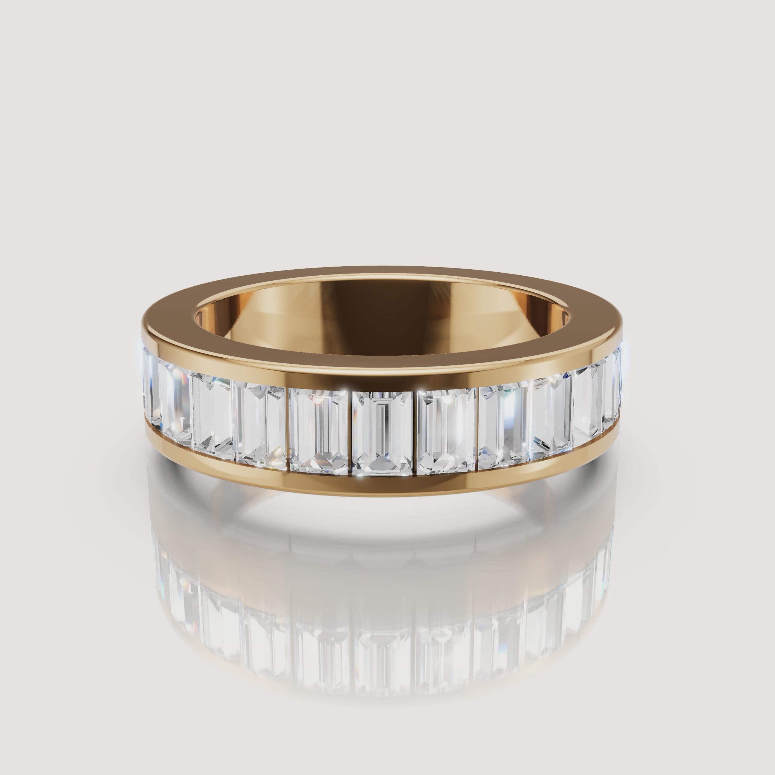 rotating baguette lab grown diamond eternity ring