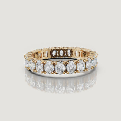 Yellow gold oval diamond eternity wedding band video by Raul Diamonds