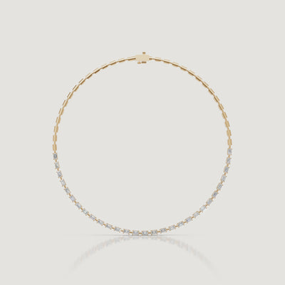 Yellow Gold Emerald Cut Lab Grown Diamond Tennis Necklace Video by Raul Diamonds
