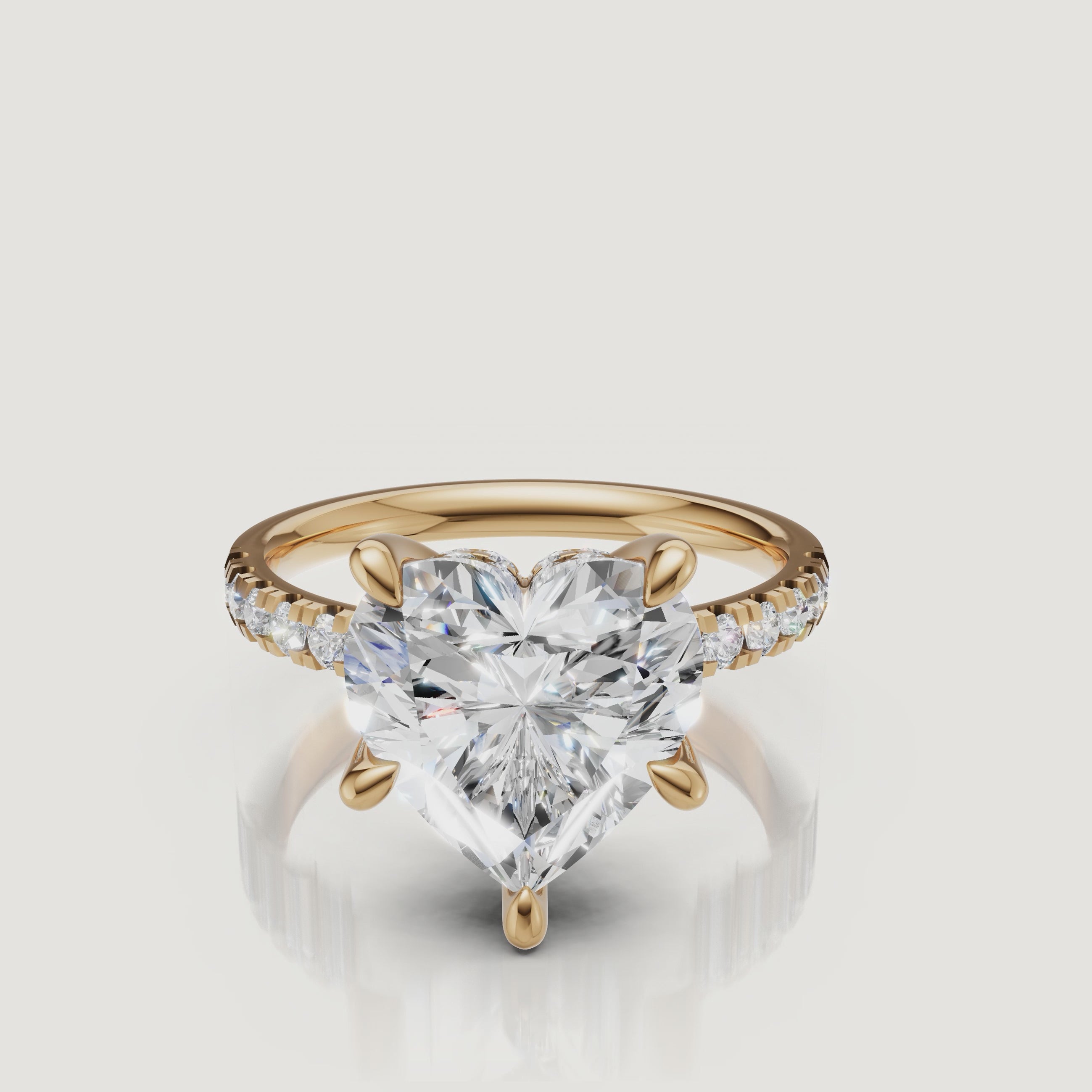 Heart Shape Lab Grown Diamond Ring Video in 14K Yellow Gold – Raul Diamonds