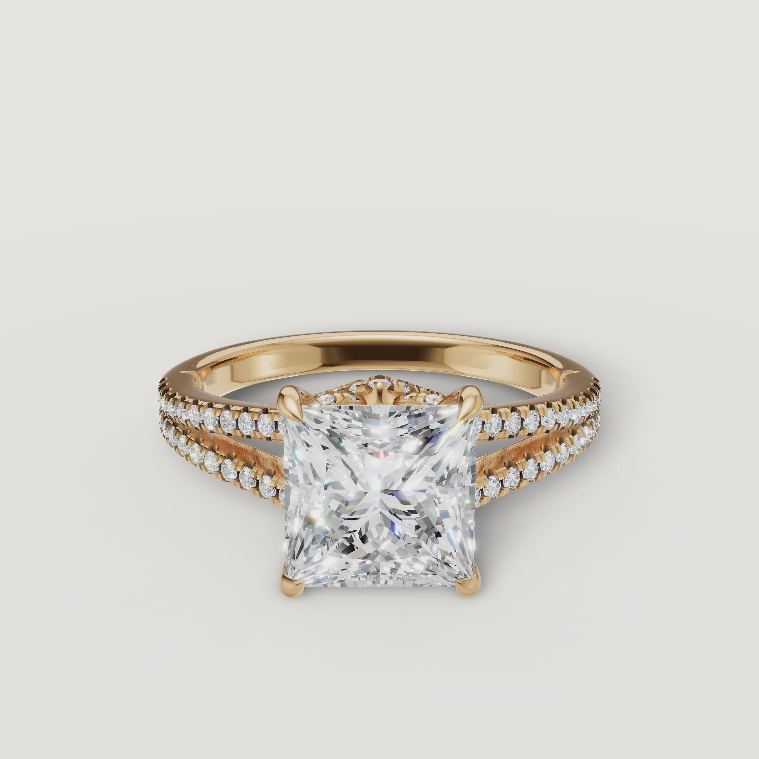 Princess Cut Lab Grown Diamond Engagement Ring Video in 14K Yellow Gold – Raul Diamonds
