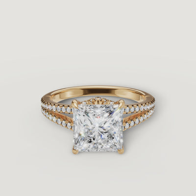 Princess Cut Lab Grown Diamond Engagement Ring Video in 14K Yellow Gold – Raul Diamonds