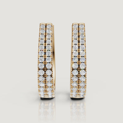 Yellow gold double row diamond hoop earrings video by Raul Diamonds