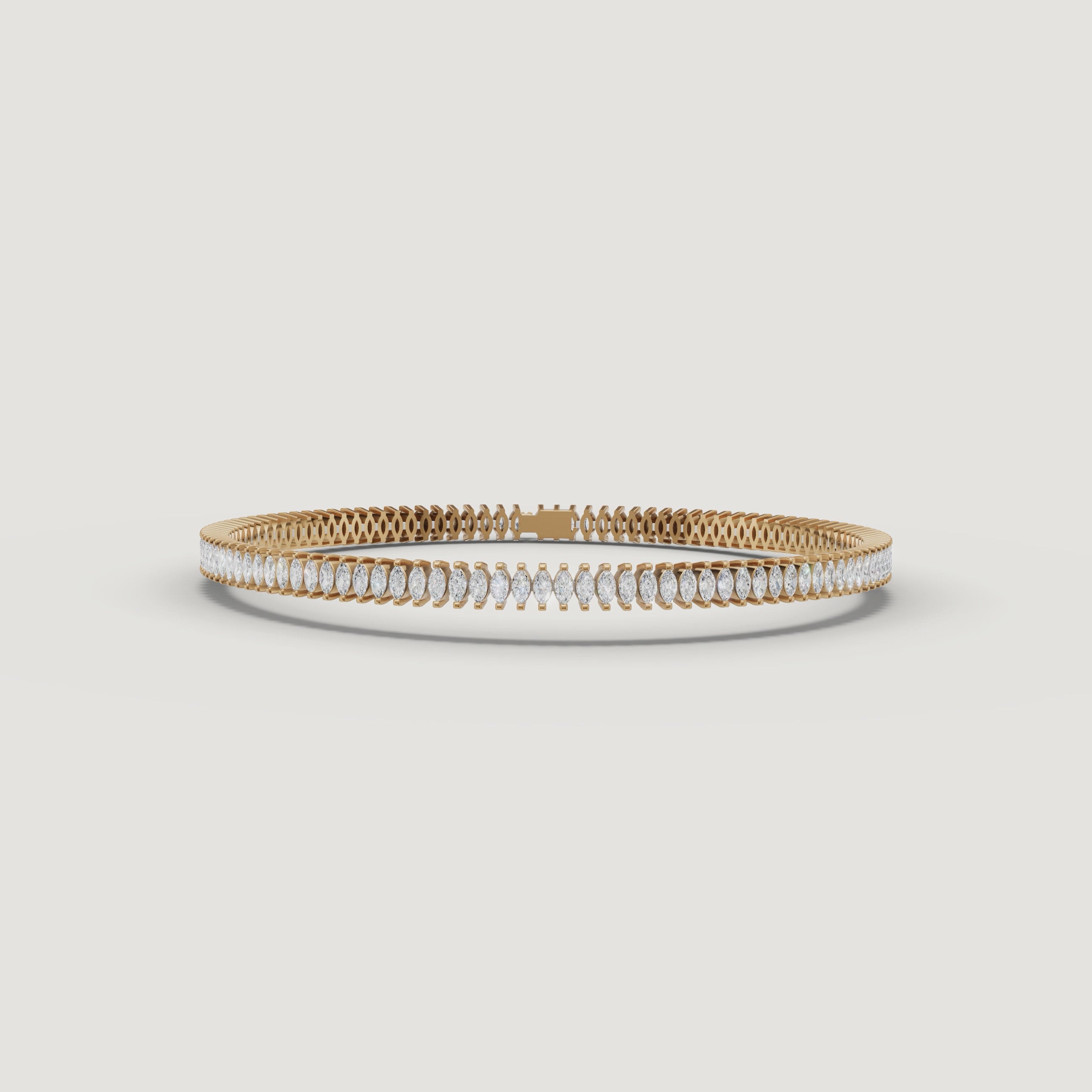Luxury yellow gold marquise diamond bracelet video by Raul Diamonds showcasing brilliant lab grown diamonds, elegant wrist movement, premium sparkle close-ups, and timeless fine jewelry craftsmanship
