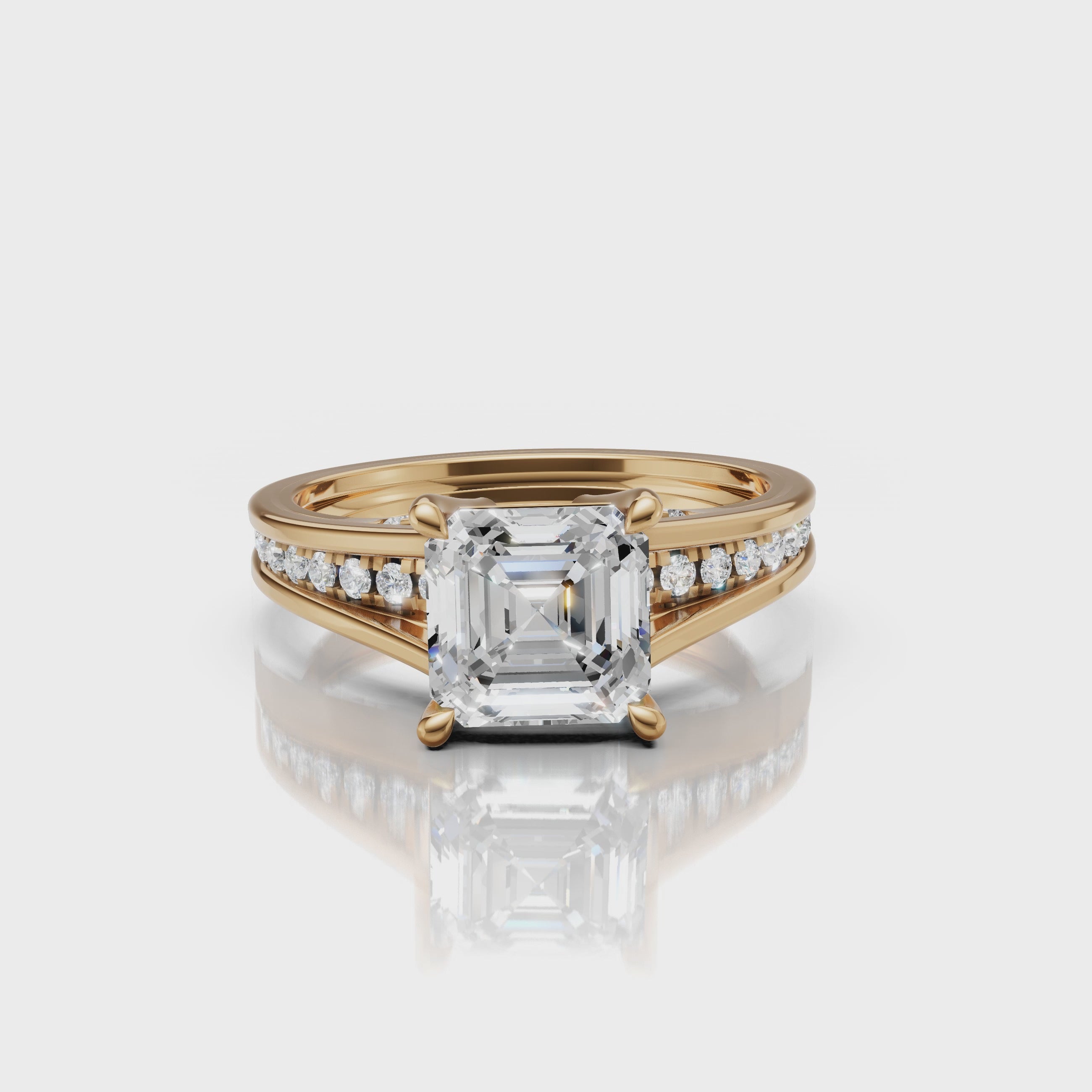 Asscher Cut Lab Diamond Ring Video in Yellow Gold – Raul Diamonds