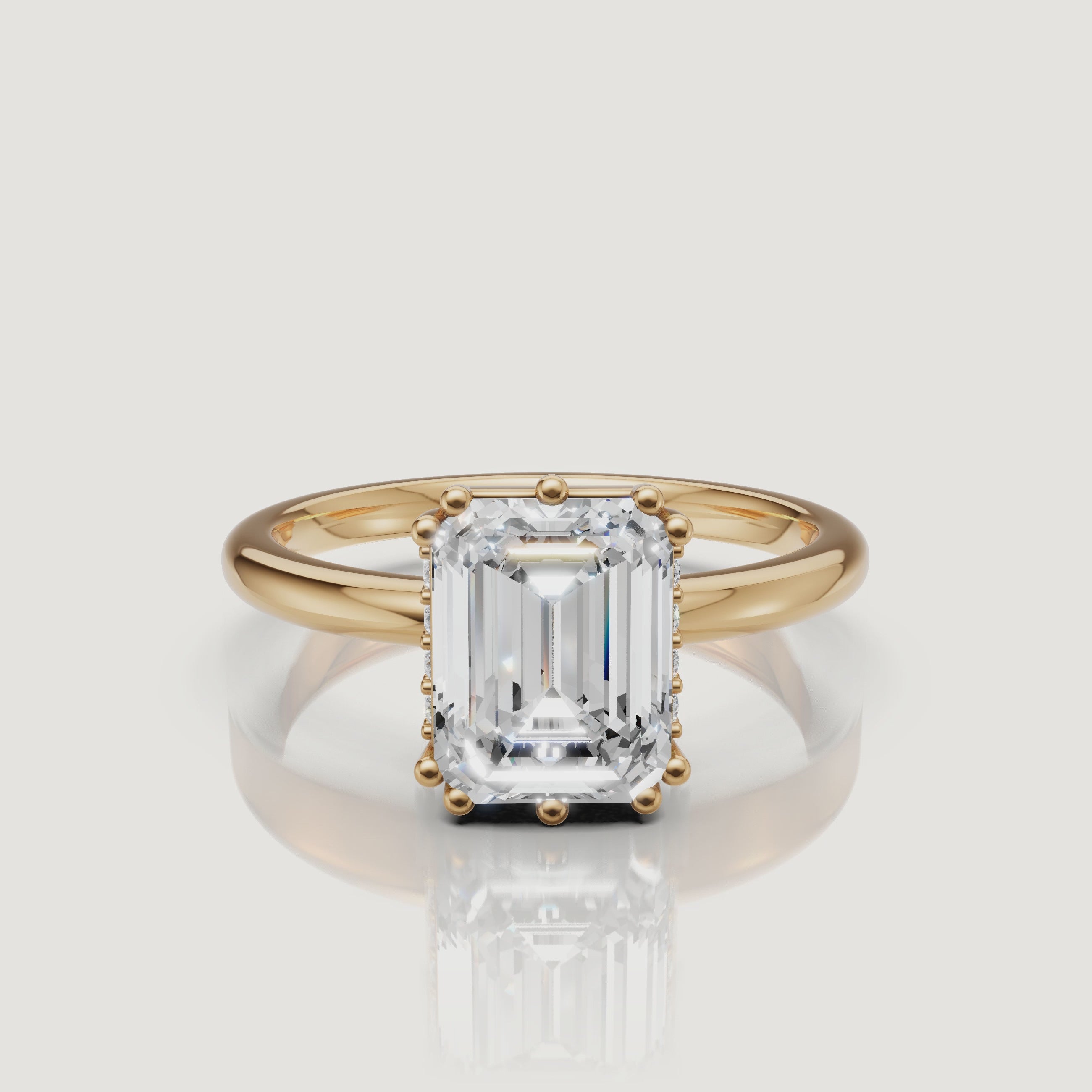Emerald Cut Lab Grown Diamond Engagement Ring Video in 14K Yellow Gold – Raul Diamonds