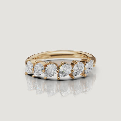 Yellow gold pear cut diamond wedding band video by Raul Diamonds