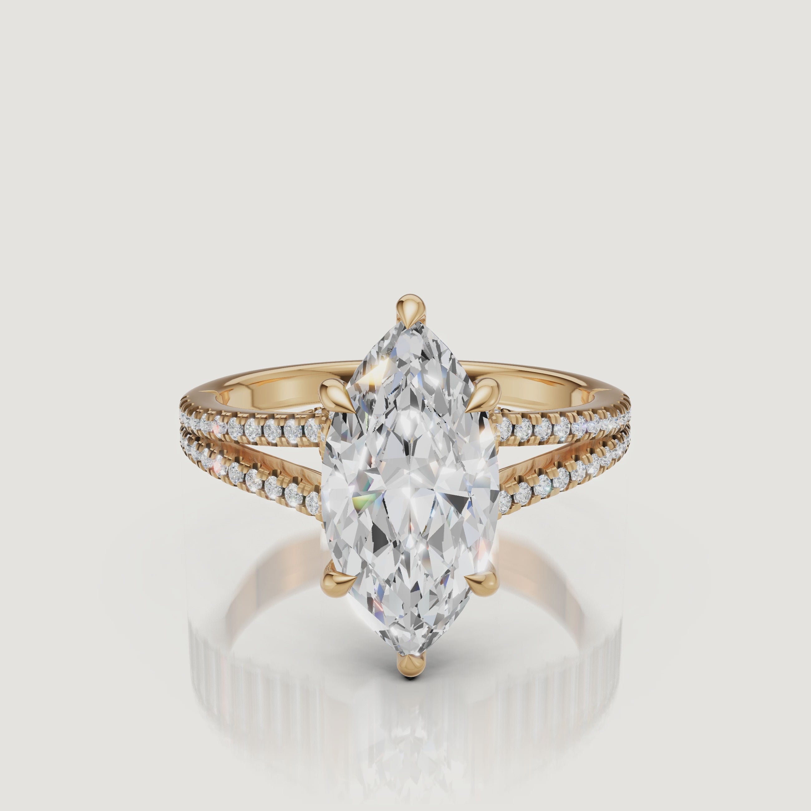 Marquise Cut Lab Grown Diamond Engagement Ring Video in 14K Yellow Gold – Raul Diamonds