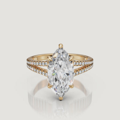 Marquise Cut Lab Grown Diamond Engagement Ring Video in 14K Yellow Gold – Raul Diamonds
