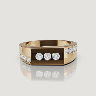 360 video of Raul Diamonds yellow gold channel set diamond wedding band for men