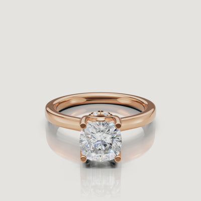 HD video of a Raul Diamonds rose gold cushion cut ring, highlighting the warm blush tones of the metal and the precision-cut diamond facets.