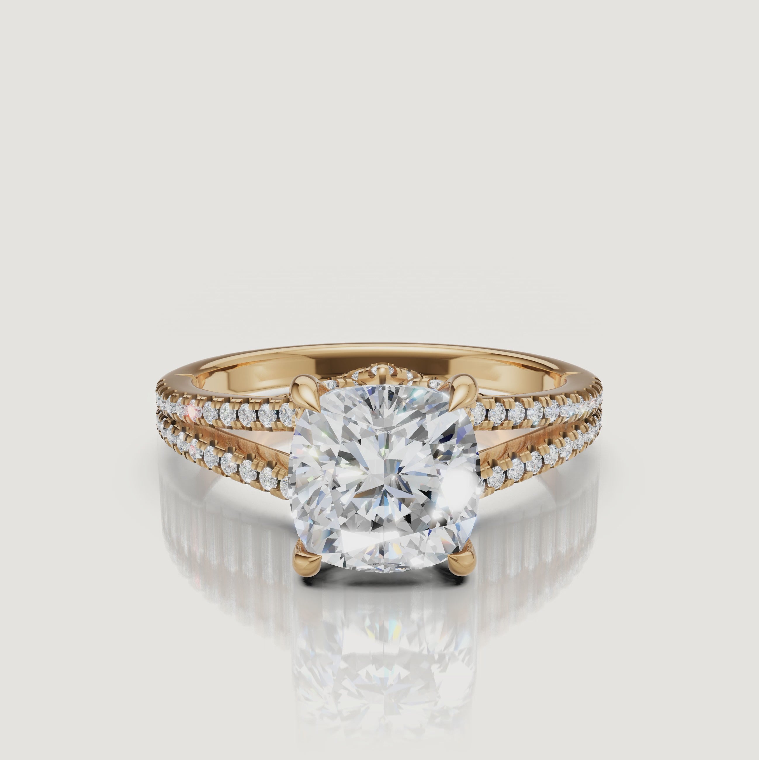 Cushion Cut Lab Grown Diamond Engagement Ring Video in 14K Yellow Gold – Raul Diamonds