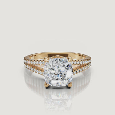 Cushion Cut Lab Grown Diamond Engagement Ring Video in 14K Yellow Gold – Raul Diamonds