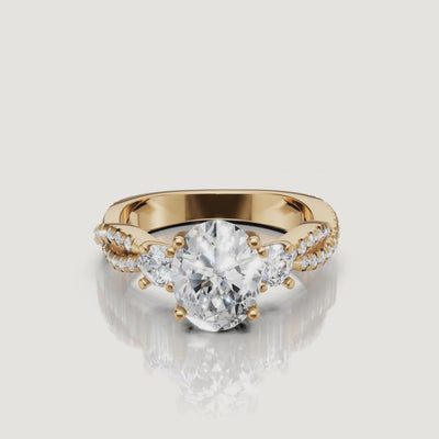 Oval Three Stone Lab Diamond Ring Video in Yellow Gold – Raul Diamonds