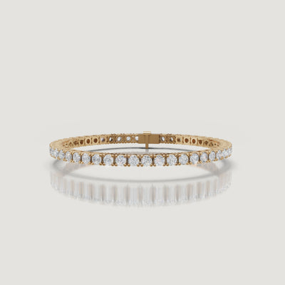 Yellow gold round diamond tennis bracelet video by Raul Diamonds with brilliant sparkle
