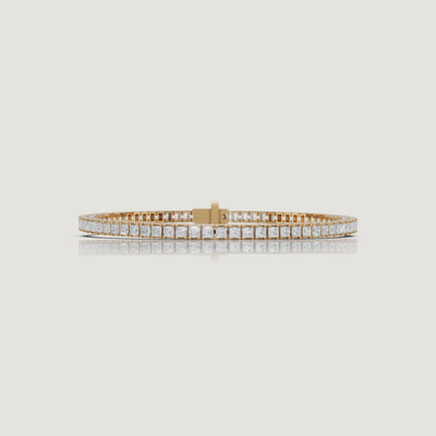 Yellow gold princess cut diamond tennis bracelet video by Raul Diamonds