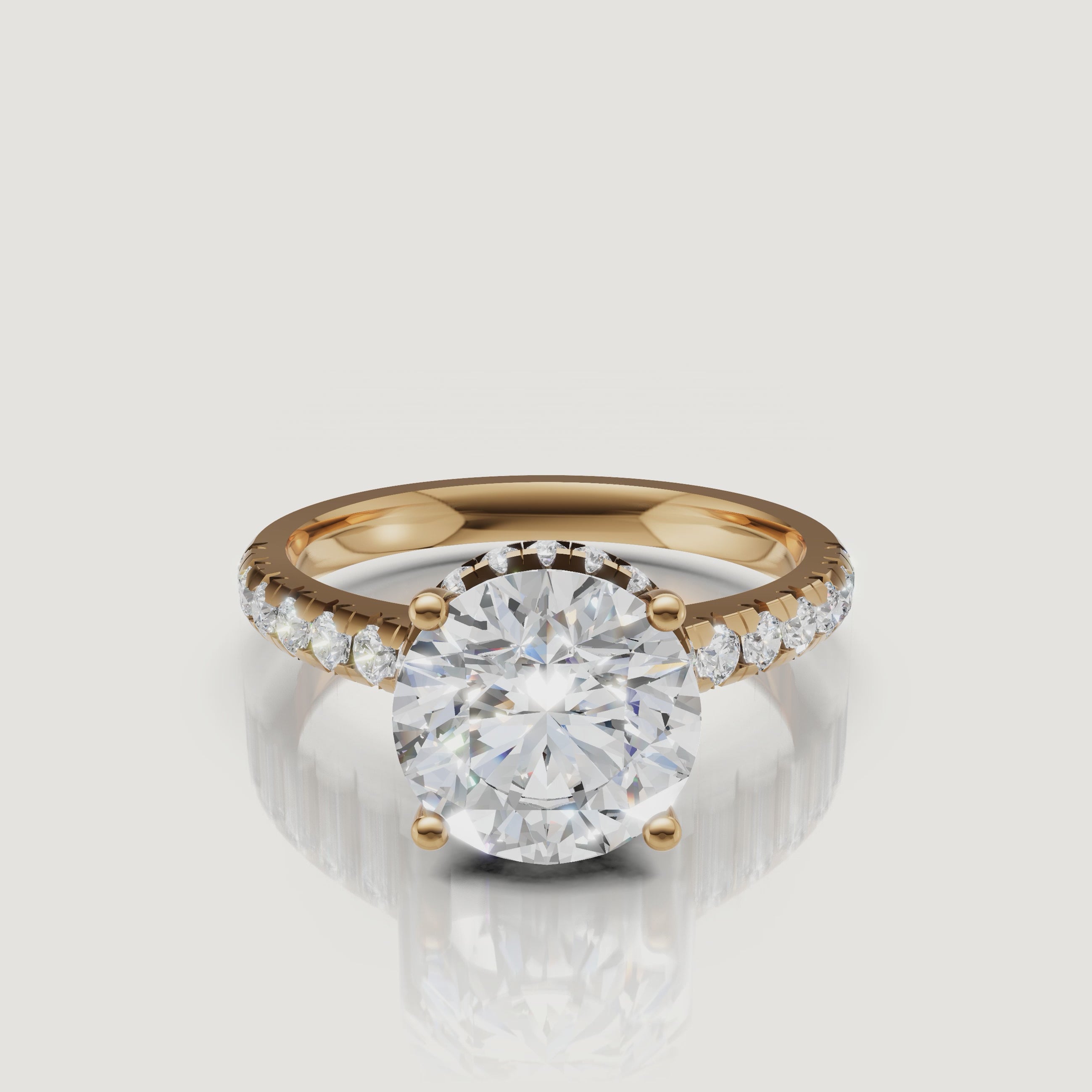 Round Cut Lab Grown Diamond Engagement Ring in 14K Yellow Gold – Raul Diamonds