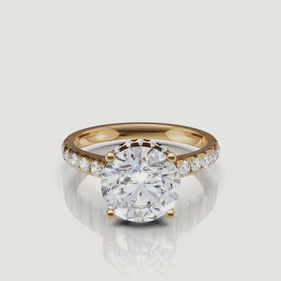 Round Cut Lab Grown Diamond Engagement Ring in 14K Yellow Gold – Raul Diamonds