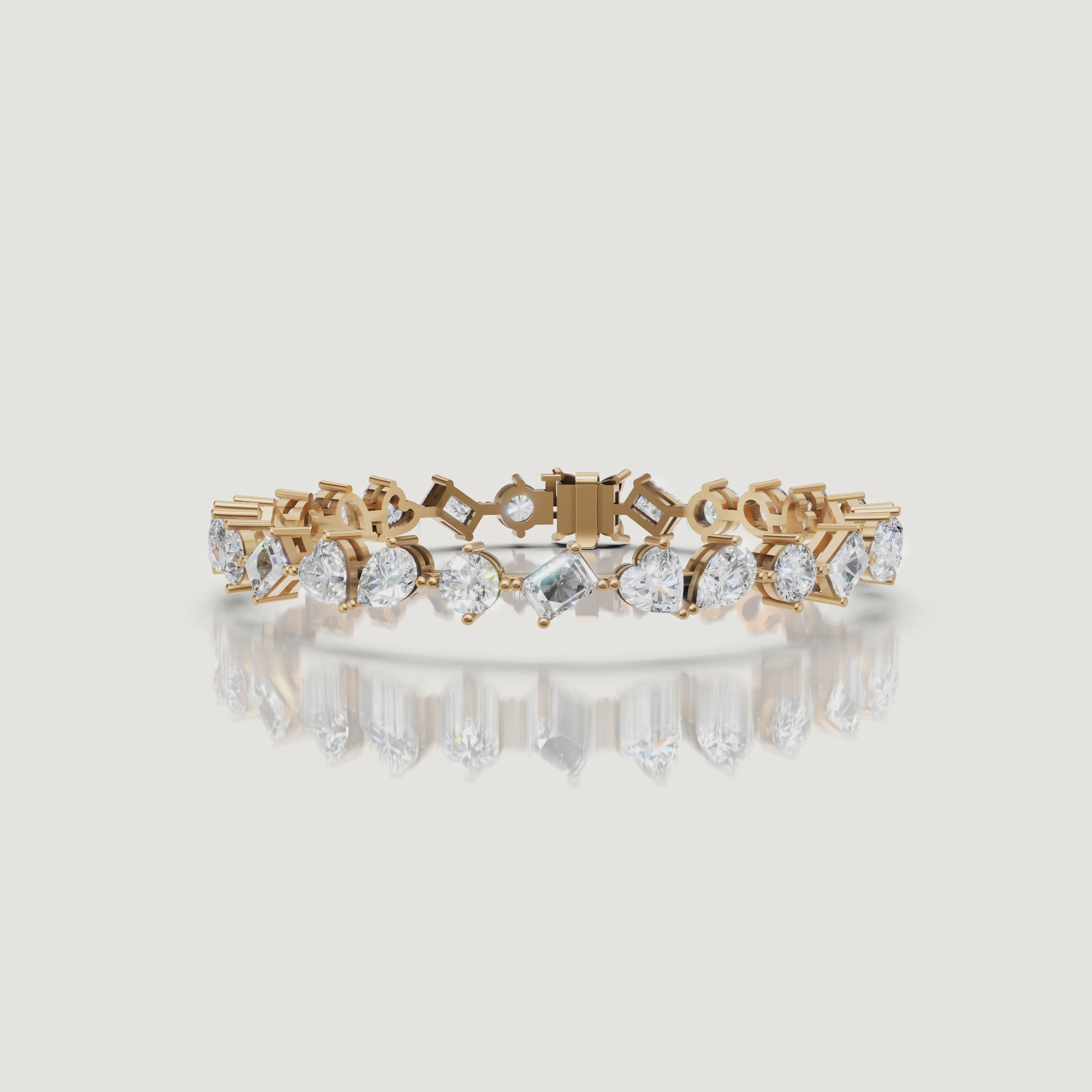 Yellow gold mixed shape diamond bracelet luxury video by Raul Diamonds