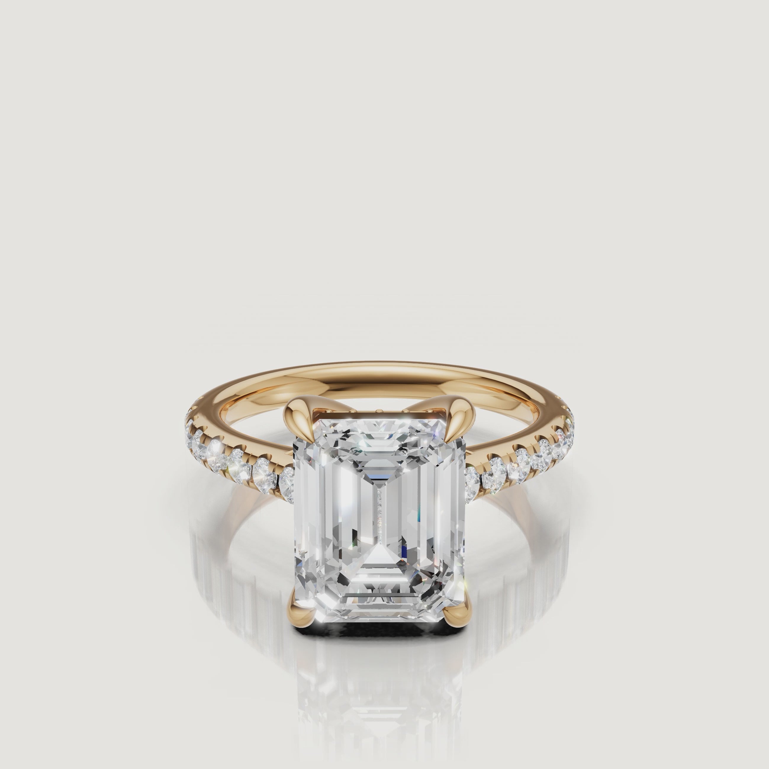 Emerald Cut Lab Grown Diamond Ring Video in 14K Yellow Gold – Raul Diamonds